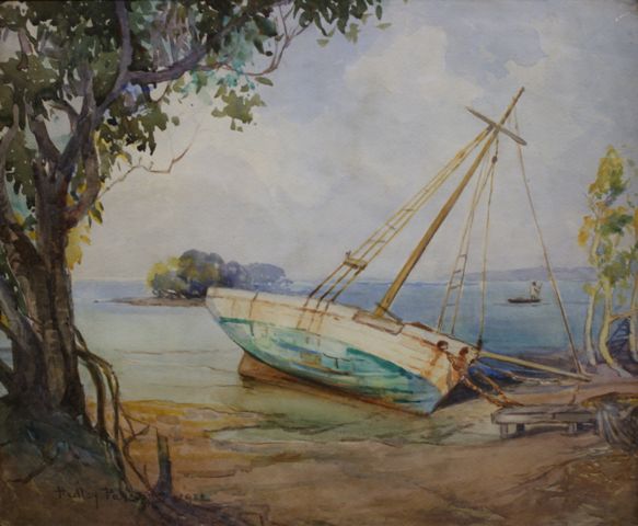 Appraisal: Hedley Parsons working s- s Beached Sailing Boat watercolour signed