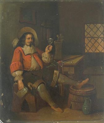 Appraisal: Manner of David Teniers A figure in a tavern Oil