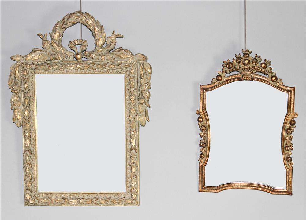 Appraisal: TWO DECORATIVE MIRRORS AND PAIR OF SCONCES one in the