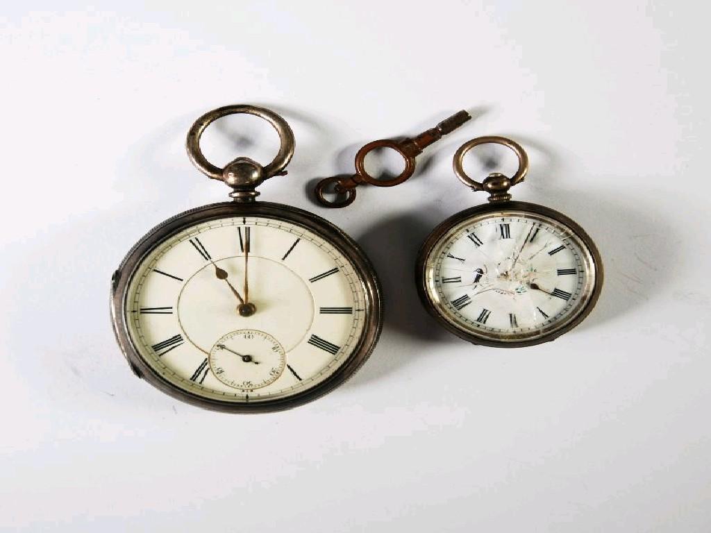 Appraisal: VICTORIAN SILVER OPEN FACE POCKET WATCH with keywind movement white