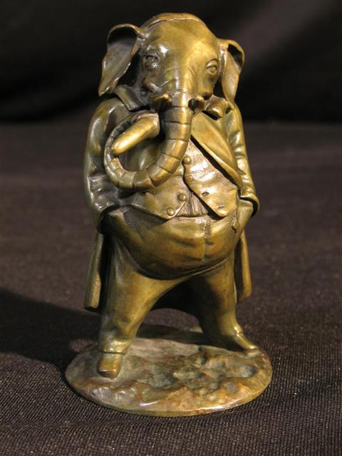 Appraisal: BRONZE ELEPHANT MATCHSAFE Inscribed Stevens F ' the elephant dressed