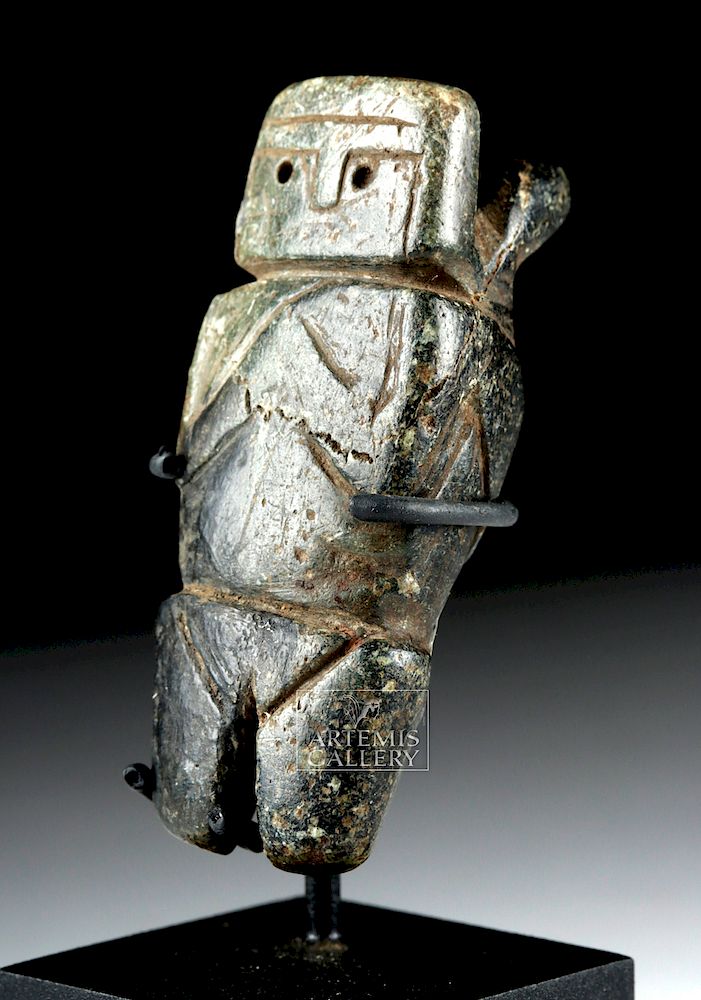 Appraisal: Near Miniature Chavin Greenstone Anthropomorphic Idol Pre-Columbian North Coast Peru