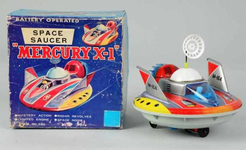 Appraisal: Tin Mercury X- Space Saucer Battery-Operated Toy Description Japanese Made