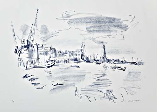 Appraisal: OSKAR KOKOSCHKA Port of London II Lithograph x mm x