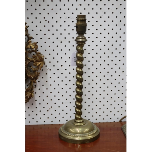 Appraisal: Brass twist design table lamp unknown working order approx cm