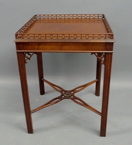 Appraisal: Chippendale style mahogany table with a tray top by Hathaway