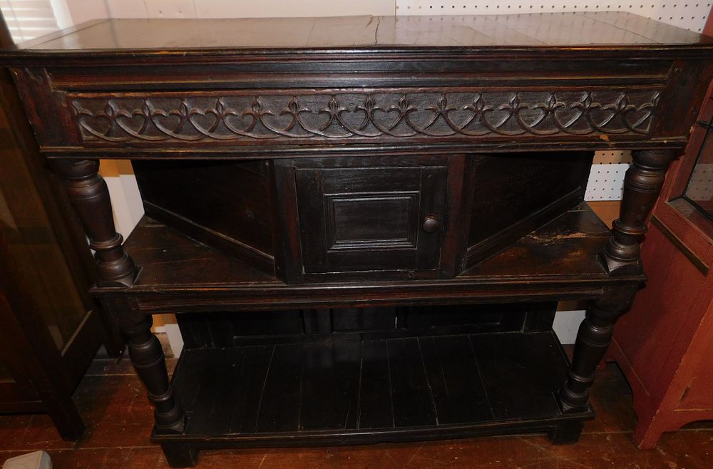 Appraisal: TH CENTURY JOINT CUPBOARD th early th century carved oak