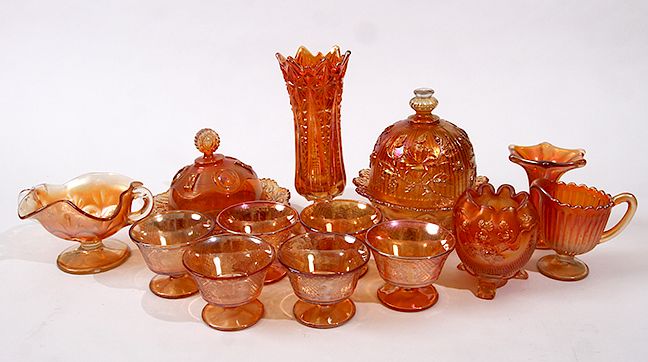 Appraisal: Large Carnival Lot A group of thirteen various pieces including