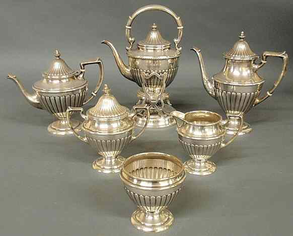 Appraisal: Sterling silver six-piece tea service by Dunkirk Silversmiths Meriden CT