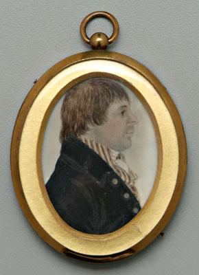 Appraisal: th century miniature portrait profile of a man wearing black