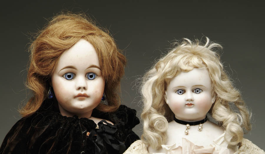 Appraisal: LOT OF TWO GERMAN BISQUE DOLLS AND ONE DOLL HEAD