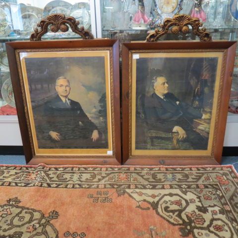 Appraisal: Pair of Presidential Portrait Prints Harry S Truman and Franklin