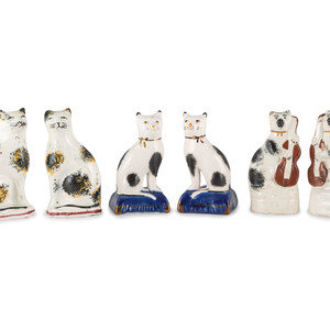 Appraisal: Six Staffordshire Glazed Earthenware Cats English th Century Height of