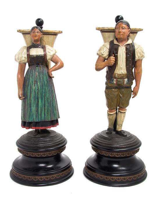 Appraisal: Sale Lot A Pair of Continental Painted Tole Figures th