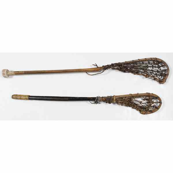 Appraisal: Iroquois Lacrosse Sticks lot of both with bentwood frames and