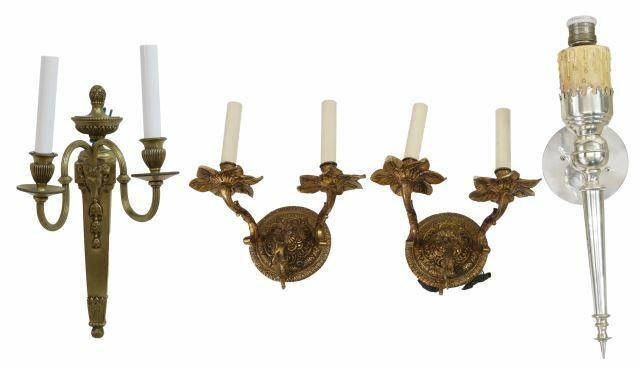 Appraisal: lot of Metal wall sconces th c including French Louis