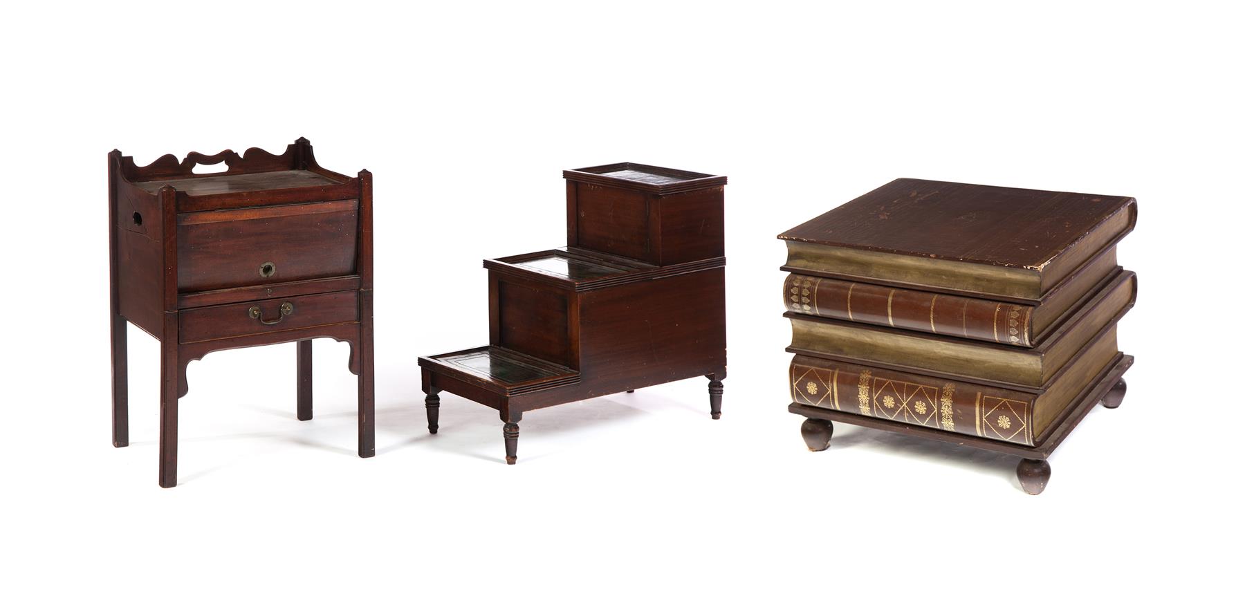 Appraisal: EUROPEAN BOX LIBRARY STEPS AND COMMODE Late th- th century