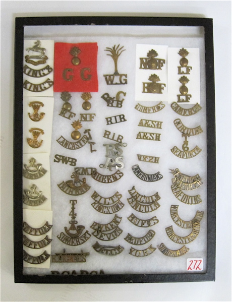 Appraisal: COLLECTION OF BRITISH SHOULDER TITLES including Kings Durham grenadiers Suffolk