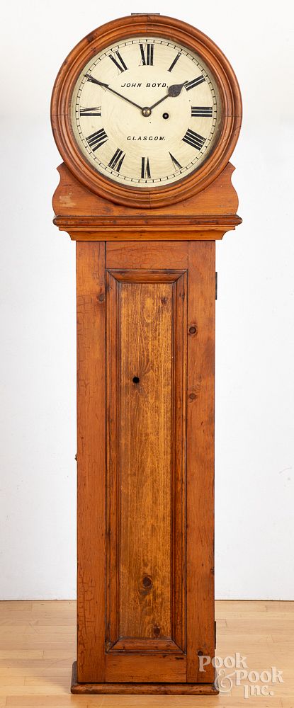 Appraisal: English railroad regulator pine clock by John Boy English railroad