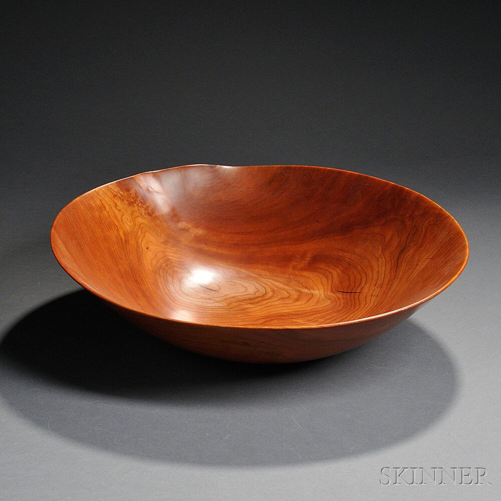 Appraisal: David Lory Turned Wood Bowl Black cherry crotch Wisconsin dia