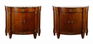 Appraisal: Pair Henredon Natchez Coll Demilune Commodes Henredon American North Carolina