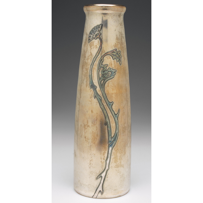 Appraisal: Heintz vase sterling on bronze applied floral design marked B