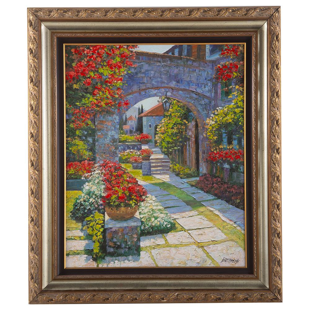 Appraisal: Howard Behrens Courtyard giclee on canvas American - Ed signed