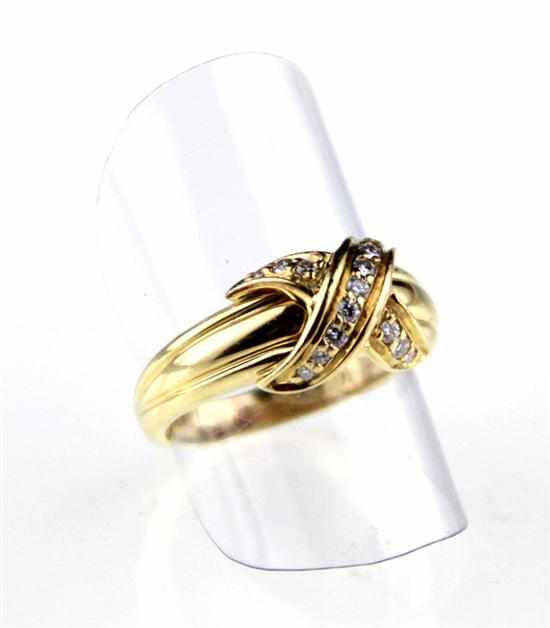 Appraisal: Tiffany Co diamond and gold ring diamond-set X motif on