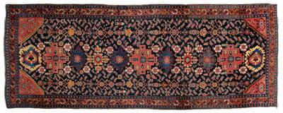 Appraisal: Malayer rug eleven geometric and floral medallions on blue black