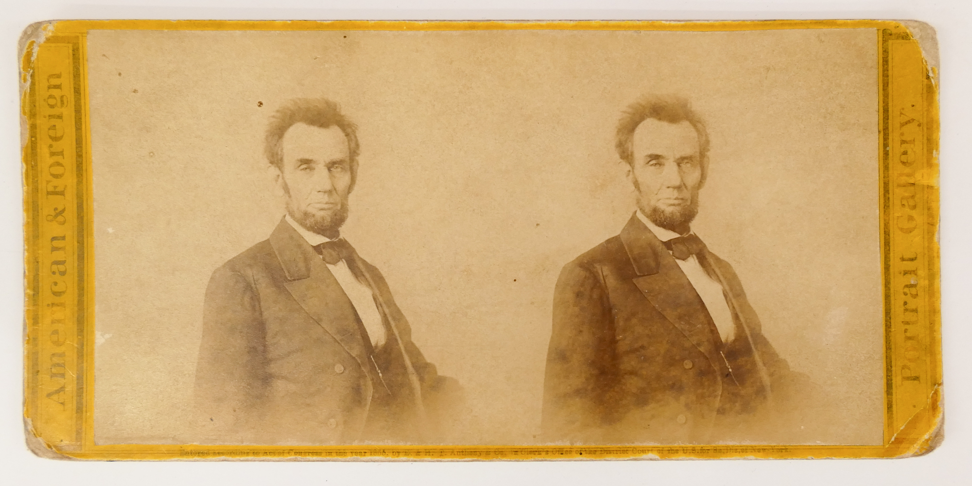 Appraisal: E H T Anthony New York Abraham Lincoln Stereo view