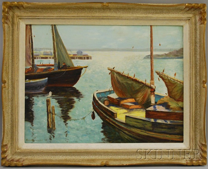 Appraisal: Bernice Laurie American th Century Ships in the Harbor Signed