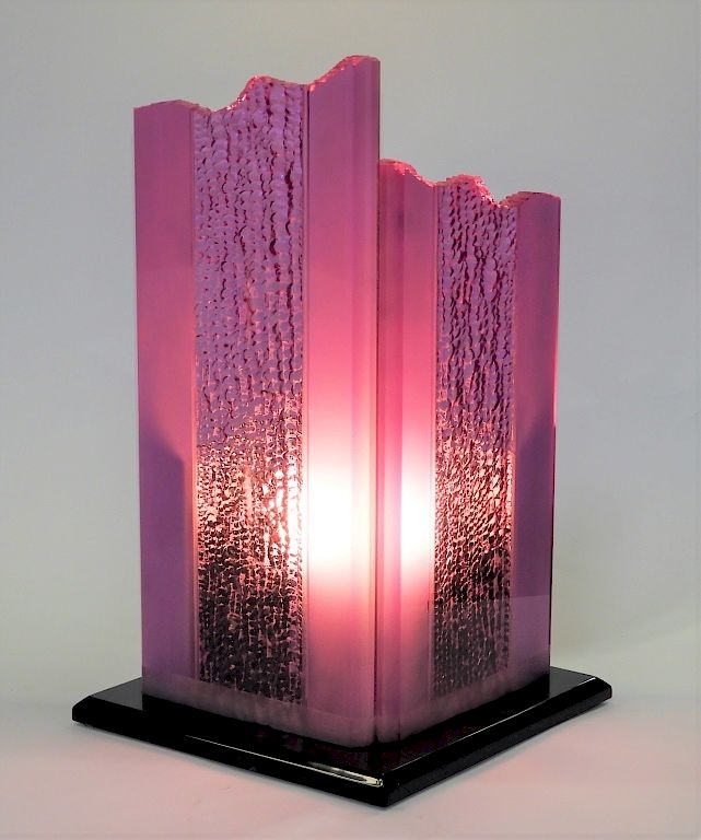 Appraisal: Shlomi Haziza Purple Lucite Sculpture Table Lamp Shalomi Haziza Israel