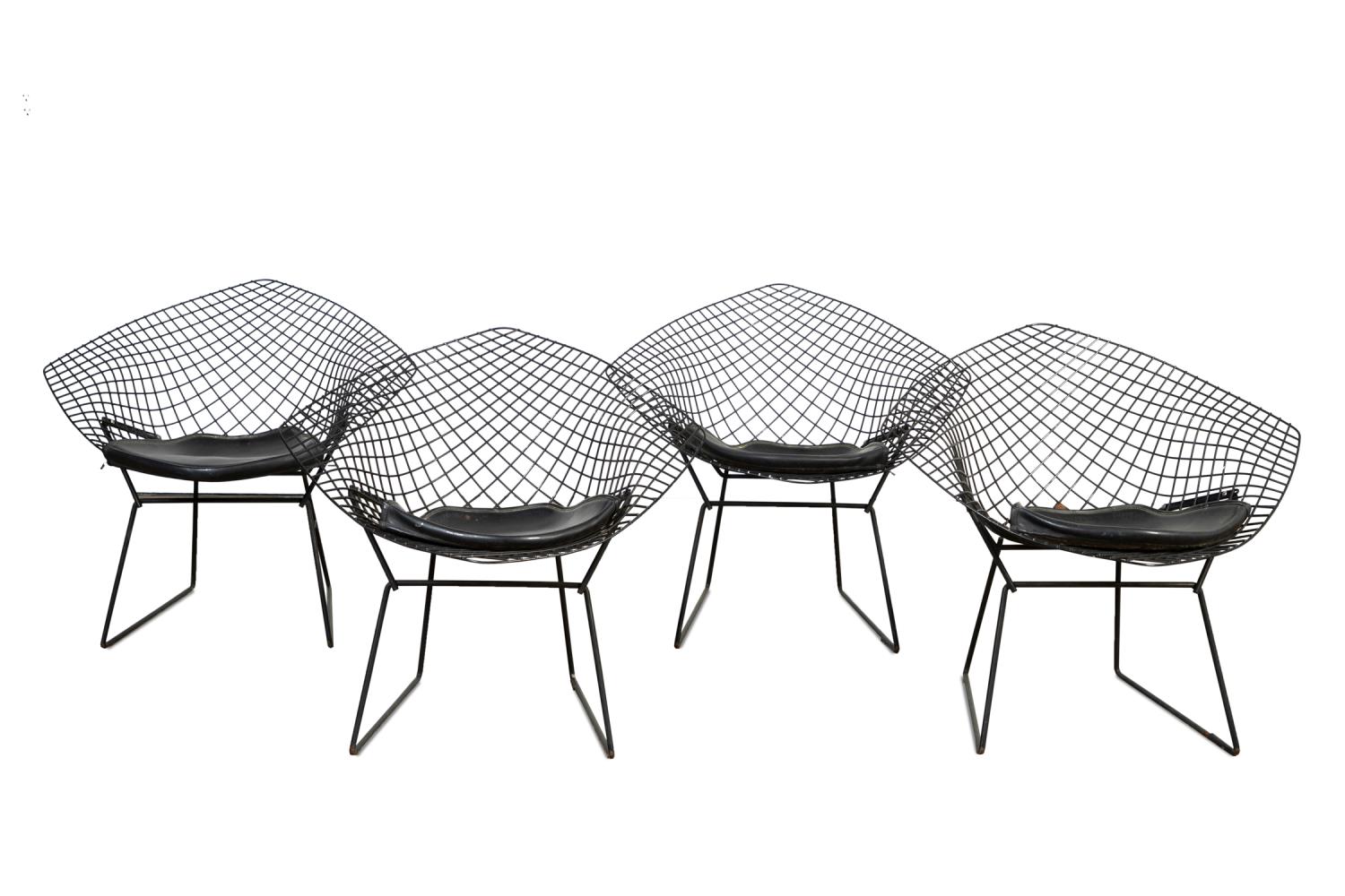 Appraisal: HARRY BERTOIA FOR KNOLL BLACK DIAMOND CHAIRS Harry Bertoia American