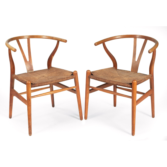 Appraisal: Hans Wegner ''Wishbone'' or ''Y'' chairs pair by Carl Hansen