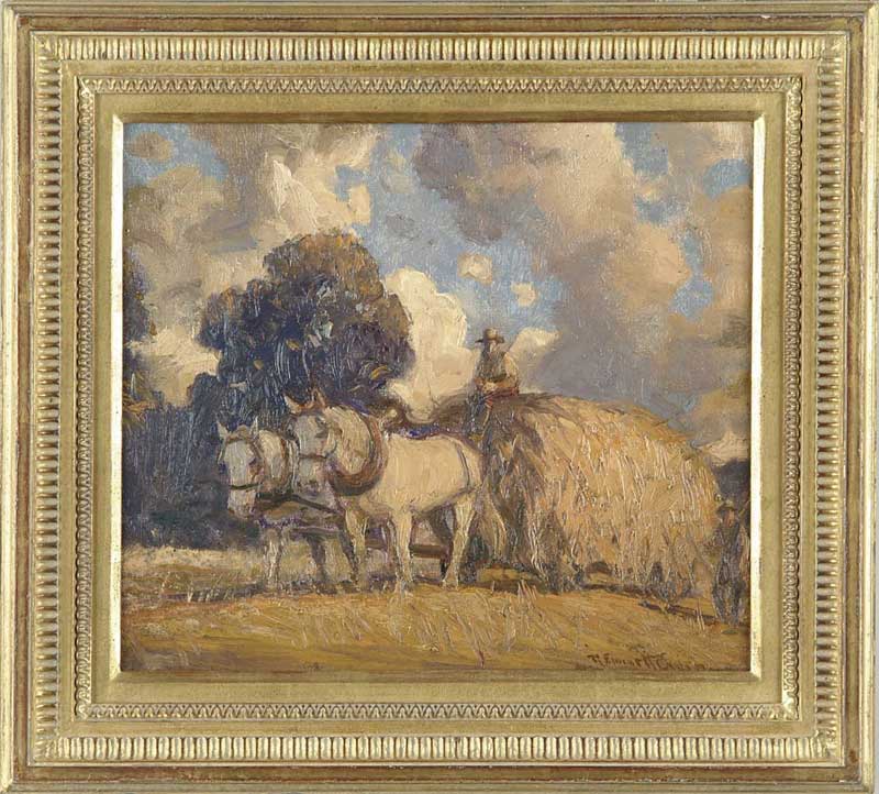 Appraisal: ROBERT EMMETT OWEN American - HAYING Fine oil on canvas