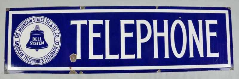 Appraisal: Porcelain Bell Telephone -Sided Sign Description Very rare Includes original