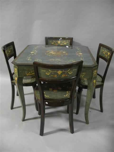 Appraisal: ITALIAN GAME TABLE AND SET OF FOUR CHAIRS th century