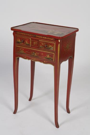 Appraisal: A CHINOISERIE SIDE TABLE the rectangular top with a lacquered