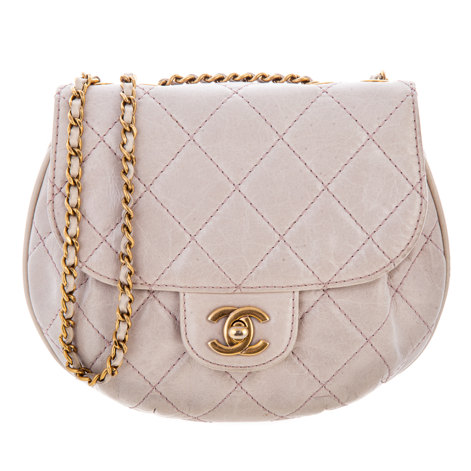 Appraisal: A CHANEL SMALL BUBBLE BAG A beige quilted aged Calfskin