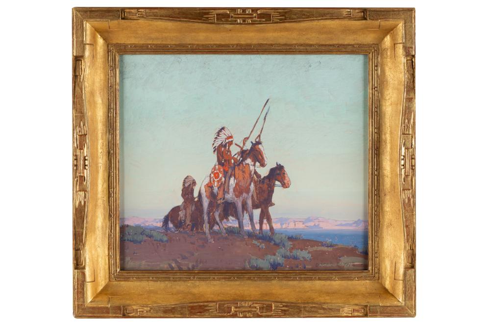 Appraisal: EDGAR PAYNE - NAVAJO SCOUTS mixed media signed lower right