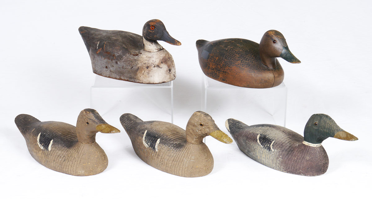 Appraisal: CARVED WORKING DUCK DECOYS total decoys to include Ken Harris