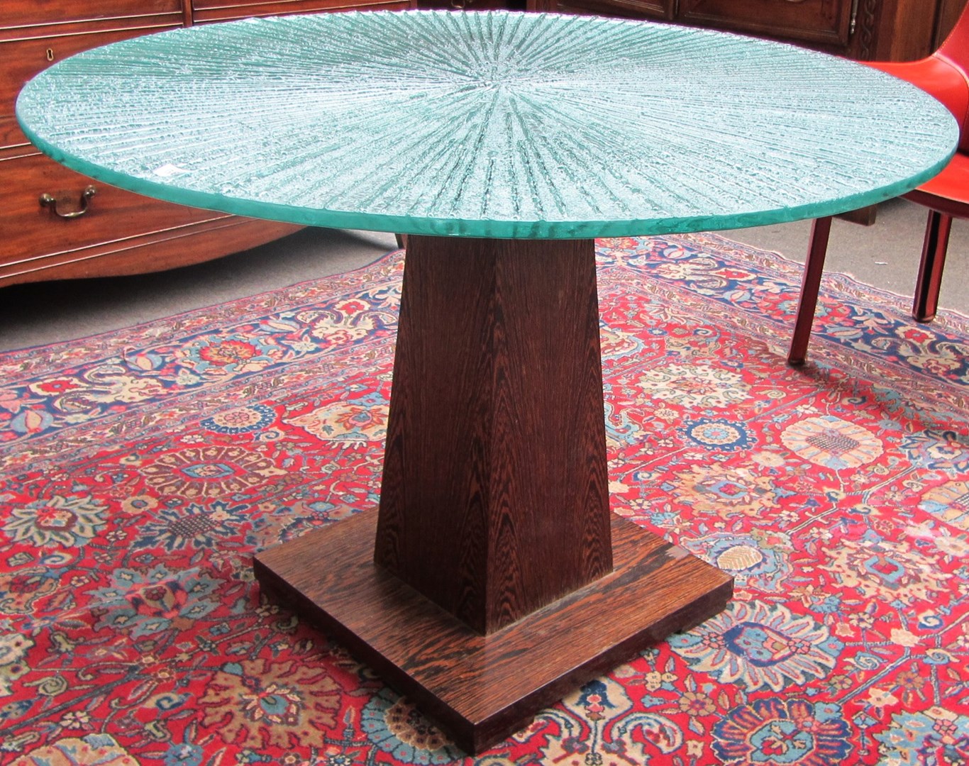 Appraisal: A th century centre table the rippled glass circular top