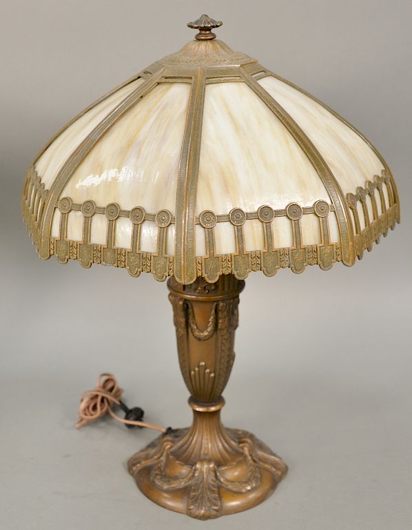 Appraisal: Panel shade table lamp ht in Panel shade table lamp