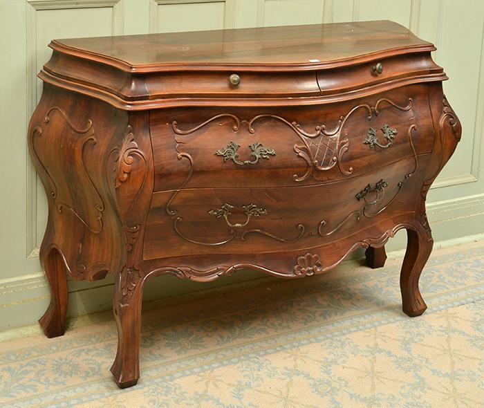 Appraisal: BOMBE SHAPED FRENCH FOUR DRAWER COMMODE H XW X