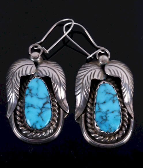 Appraisal: Morenci Turquoise Silver Earrings Included in this lot is a