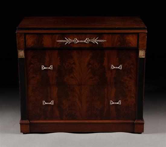 Appraisal: Regency style figured mahogany and ebonized wood silver server Landstrom