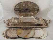 Appraisal: A mixed lot comprising two silver plated trays an oval