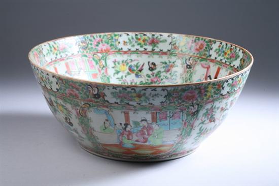 Appraisal: CHINESE ROSE MEDALLION PORCELAIN PUNCH BOWL - in diam PROVENANCE