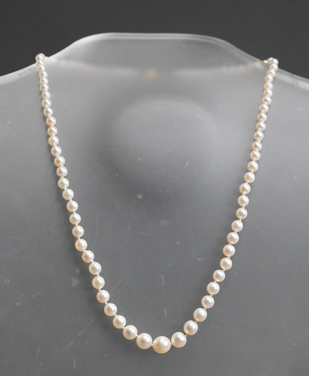 Appraisal: -Karat Yellow-Gold and Graduating Pearl Necklace Pearls measuring from to