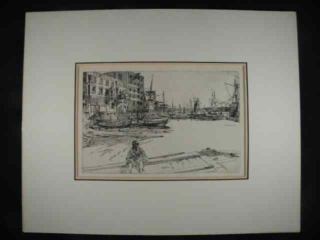 Appraisal: James Abbott McNeill Whistler American - etching on cream colored